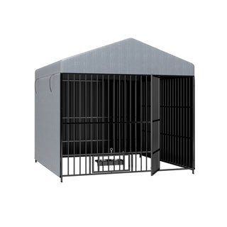 Large Dog Kennel Outdoor Pet Pens Dogs Run Enclosure Animal Hutch Metal Coop Fence with Roof Cover(6.6'L x 6.6'W x 6.4'H) Dweva