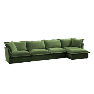 Slipcovered Fluffy Sofa - 4 Seat with Ottoman Dweva
