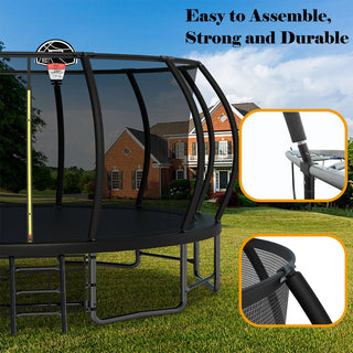 16FT Outdoor Trampoline for Kids and Adults, Pumpkin Trampolines with Curved Poles Heavy Duty Trampoline Anti-Rust Coating ASTM Approval Dweva