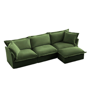 Slipcovered Fluffy Sofa - 3 Seat with Ottoman Dweva