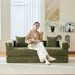 UNITED WE WIN Folding Sofa Bed with Pillows - Convertible Chair Floor Couch & Sleeping Mattress - Foldable Memory Foam Sleeper for Living Room/Dorm/Guest Room/Home Office/Apartment/Upstairs Loft Dweva