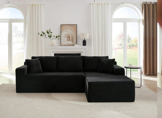 L-Shaped Cloud Sectional Sofa with Deep Seat,No Assembly Required,Modular Couches Sleeper for Living Room,Bedroom,Apartment,Black Dweva