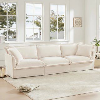 Slipcovered Fluffy Sofa - 3 Seat Dweva