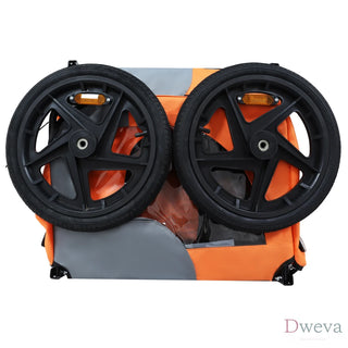 Outdoor Heavy Duty Collapsible Pet Bike Trailer with 16-Inch All-Terrain Wheels & Universal Hitch – Foldable Dog/Cargo Carrier Cart for Bicycles, orange Dweva