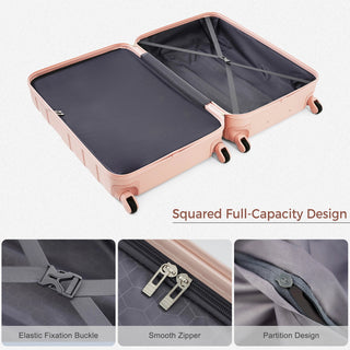 Luggage Sets 4 Piece, ABS Durable Suitcase with Travel Bag, Carry On Luggage Suitcase Set with 360° Spinner Wheels, pink Dweva