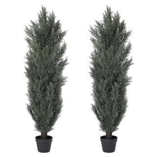 5FT Detachable Artificial Green Cypress Tree Realistic Tall Faux Plant for Indoor and Outdoor Decoration 2pcs/set Dweva