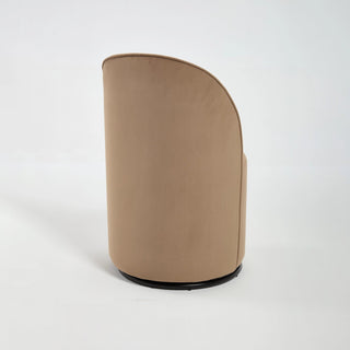 Set Of 1 Upholstered Kitchen & Dining Room Barrel Chair, Mid Century Modern Round Velvet Dining Chair, 360 Degree Swivel Comfy Armless Accent Makeup Vanity Side Chair for Bedroom Living Room Dweva