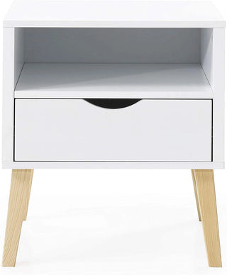 Mid-Century Modern Jeff Night Stand, End Table Bed Room Accent Side Table, White Dweva