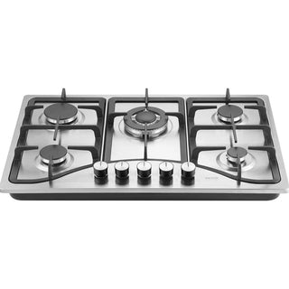 Gas Cooktop 30 inch, Max 12250BTU 5 Burners Built-in Stainless Steel Gas Stove Top, LPG/NG Convertible Dual Fuel Natural Gas Hob with Thermocouple Protection Dweva