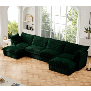 Slipcovered Fluffy Sofa - 4 Seat with 2 Ottoman Dweva