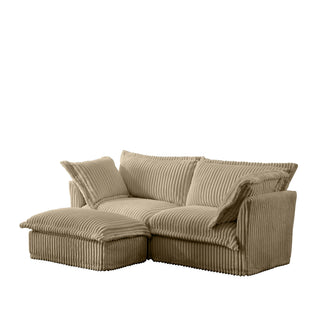 Slipcovered Fluffy Sofa - 2 Seat with Ottoman Dweva