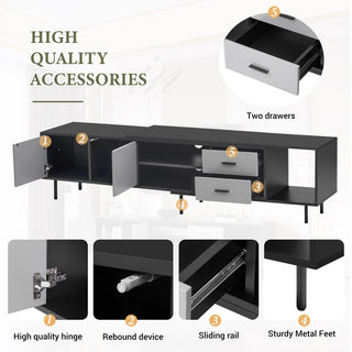 Modern TV Stand for 80'' TV with 2 Doors, Media Console Table, Entertainment Center with Large Storage Cabinet for Living Room, Bedroom