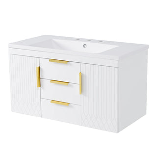 36'' Wall Mounted Bathroom Vanity, Floating Bathroom Storage Cabinet with 2 Drawers, Solid Wood Bathroom Cabinet (Same as N710S236003K) Dweva
