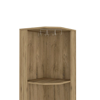 Reese Corner Bar Cabinet, Two Shelves, Double Door Cabinet, Five Built-in Wine Rack, Four Interior Shelves Dweva