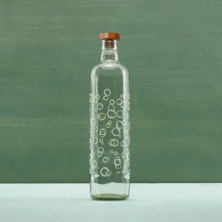 Bubbles Glass Water Bottle with Wooden Stopper-750 ml Dweva