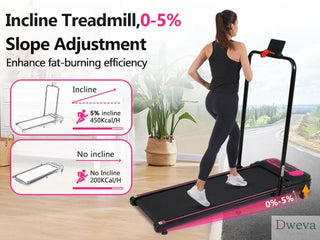 NEW Folding Walking Pad Under Desk Treadmill for Home Office -2.5HP Walking Treadmill With Incline 0.5-7.5MPH 300LBS Capacity Treadmill for Walking Running - Two Ways to Adjust Speed Dweva