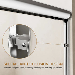 60" W x 72" H Chrome Aluminum Frame Double Sliding Shower Door with 1/4" (6mm) Nano-Coated Clear Tempered Glass and Dual Stainless Steel Handles Dweva