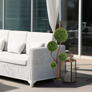 4FT Tall Artificial Boxwood Topiary Tree Large Faux Green Plant in Pot for Indoor Outdoor Home Office Porch Decor, 1pc/set Dweva