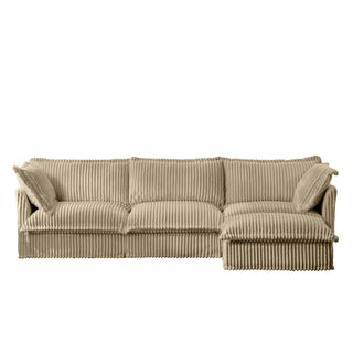 Slipcovered Fluffy Sofa - 3 Seat with Ottoman Dweva