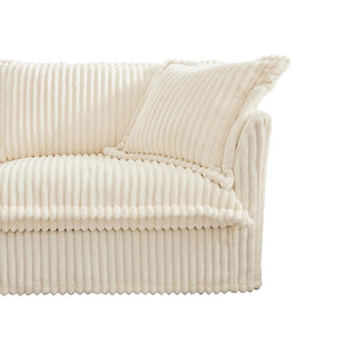 Slipcovered Fluffy Sofa - 3 Seat with Ottoman Dweva