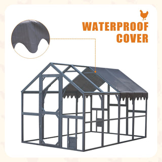 Outdoor Chicken Coop Enclosures 110" Large Kitten Playpen ,Upgrade Waterproof Cover-GREY Dweva