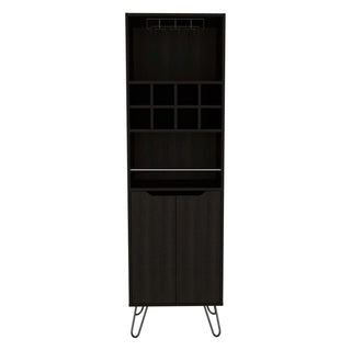 Sheffield H Bar Cabinet, Eight Bottle Cubbies, Two Glass Shelves Dweva