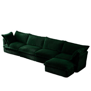 Slipcovered Fluffy Sofa - 4 Seat with Ottoman Dweva