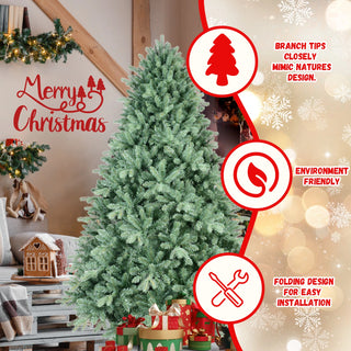 4FT Blue-Green Tint Christmas Tree with 592 PE+PVC Tips – Unique Full-Bodied Tree with Hinged Branches, Easy Assembly, Stable Metal Stand, Eye-Catching Holiday Decor Dweva