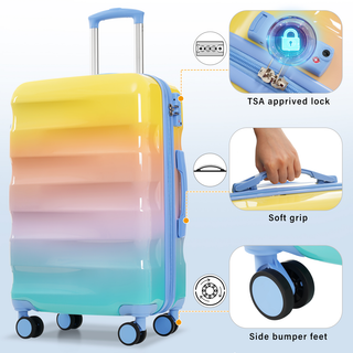 Luggage Set 3 Piece – Hardshell Suitcases with Spinner Wheels and TSA Lock, Lightweight Durable PC+ABS, Vibrant Glossy Expandable Design for Travel (20"/24"/28") Dweva