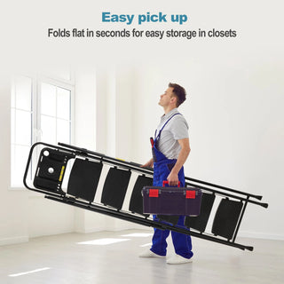 Folding step stool with bandwidth anti slip pedals and tool trays, lightweight and portable steel step stool, perfect for kitchen and home, indoor and outdoor use, sturdy steel steps (6 levels) Dweva