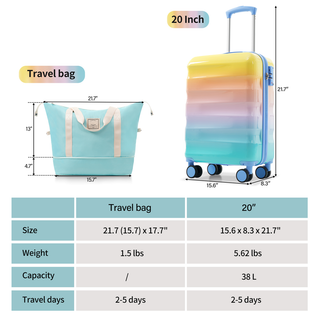 20" Carry-on Luggage with Cup Holder – Lightweight Glossy Hardshell Suitcases with Spinner Wheels, TSA Lock, Airline Approved, 2 Piece Set Dweva
