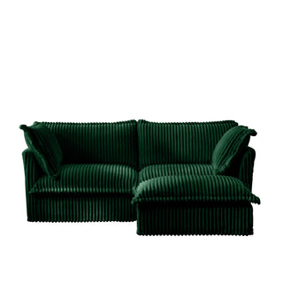Slipcovered Fluffy Sofa - 2 Seat with Ottoman Dweva