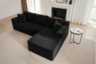 L-Shaped Cloud Sectional Sofa with Deep Seat,No Assembly Required,Modular Couches Sleeper for Living Room,Bedroom,Apartment,Black Dweva