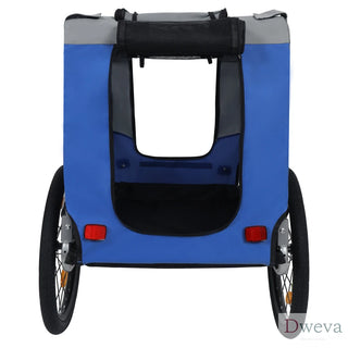 Large Folding Bike Trailer for Dogs – 66LB Capacity All-Terrain Pet Carrier, Durable Steel Frame for Cycling, Jogging, Camping & Outdoor Adventures, Gray- Blue Dweva