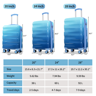 Luggage Set 3 Piece – Hardshell Suitcases with Spinner Wheels and TSA Lock, Lightweight Durable PC+ABS, Vibrant Glossy Expandable Design for Travel (20"/24"/28") Dweva