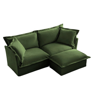 Slipcovered Fluffy Sofa - 2 Seat with Ottoman Dweva