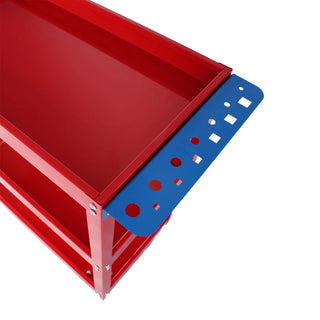 Tool Cart on Wheels, 3 Tier Rolling Mechanic Tool Cart, Heavy Duty Steel Utility Cart w/Lockable Wheels, 450 LBS Capacity Industrial Service Cart for Garage, Warehouse, Workshop (Bright Red) Dweva
