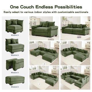 Velora Cloud Modular Sofa - Green