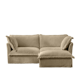 Slipcovered Fluffy Sofa - 2 Seat with Ottoman Dweva