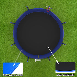 12FT Trampoline with Basketball Hoop, ASTM Approved Reinforced Type Outdoor Trampoline with Enclosure Net Dweva