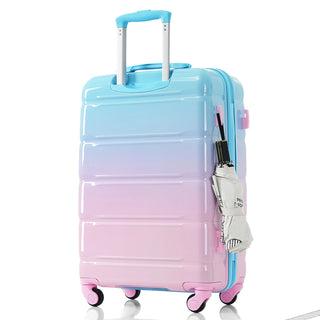 Luggage Set of 3, 20-inch with USB Port, Airline Certified Carry-on Luggage , ABS+PC Hard Shell Luggage with Spinner Wheels, light blue and pink Dweva