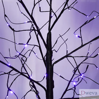 3 Pac Halloween Spooky Tree with Purple Lights, 4FT 5FT and 6FT, Lighted Black Tree for Halloween Decoration Dweva