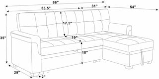 86'' Upholstered Pull-Out Sofa Bed Dweva