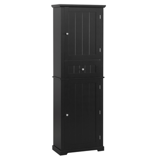 Tall Bathroom Storage Cabinet, Freestanding Storage Cabinet with Drawer and Adjustable Shelf, MDF Board with Painted Finish, Black (Old Sku:WF312727AAB)