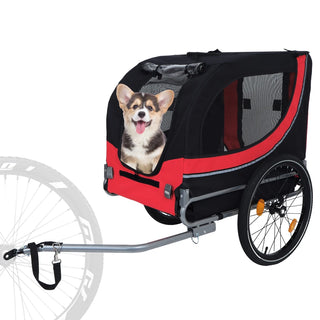 Large Folding Bike Trailer for Dogs – 66LB Capacity All-Terrain Pet Carrier, Durable Steel Frame for Cycling, Jogging, Camping & Outdoor Adventures, Black- Red Dweva