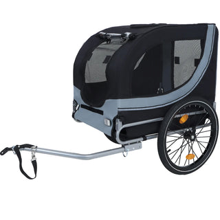 Large Folding Bike Trailer for Dogs – 66LB Capacity All-Terrain Pet Carrier, Durable Steel Frame for Cycling, Jogging, Camping & Outdoor Adventures, Black- Gray Dweva