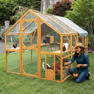 Outdoor Yellow Chicken Coop Enclosures 110" Large Kitten Playpen,Upgrade Waterproof Cover Dweva