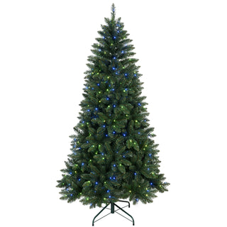 7ft Green Christmas Tree with 400 WiFi-Controlled RGB LED Lights, 1063 PVC Tips, 38 Light Functions, Music Sync, Hinged Structure & Metal Stand – Smart App-Controlled Holiday Tree Dweva