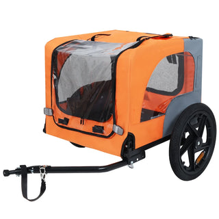 Outdoor Heavy Duty Collapsible Pet Bike Trailer with 16-Inch All-Terrain Wheels & Universal Hitch – Foldable Dog/Cargo Carrier Cart for Bicycles, orange Dweva
