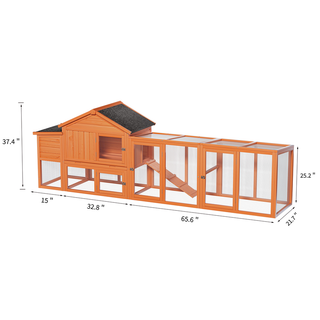 113.5" Large Wooden Chicken Coop Outdoor Hen House with Run, Waterproof Roof & Nesting Box, Secure Lock, Removable Tray, Ramp & Perch for 2–4 Chickens or Small Pets Dweva